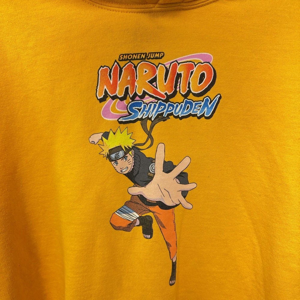 Naruto Shippuden Shonen Jump Yellow Pullover Hoodie Size Medium‎ Adult Anime